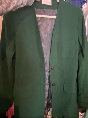 Allison Daley Emerald Green Wool-Blend Pea Coat vintage